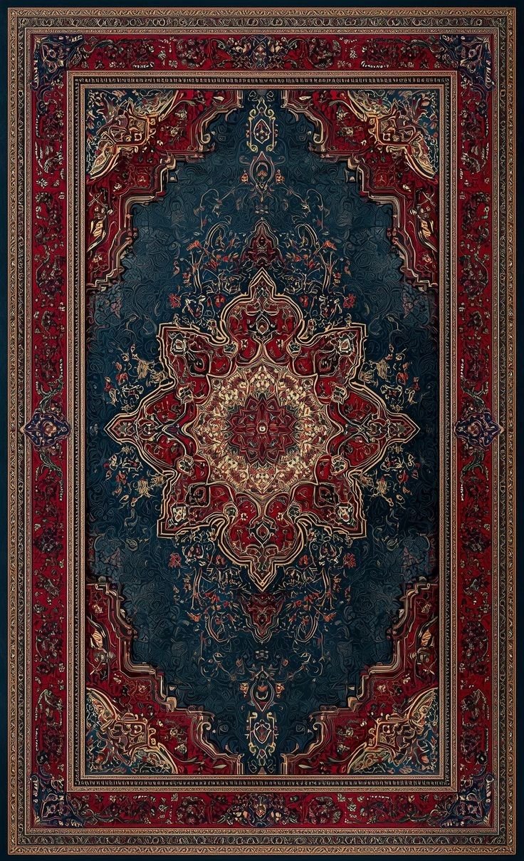 Royal Persian Medallion Heritage Rug – Vintage Traditional Oriental Carpet